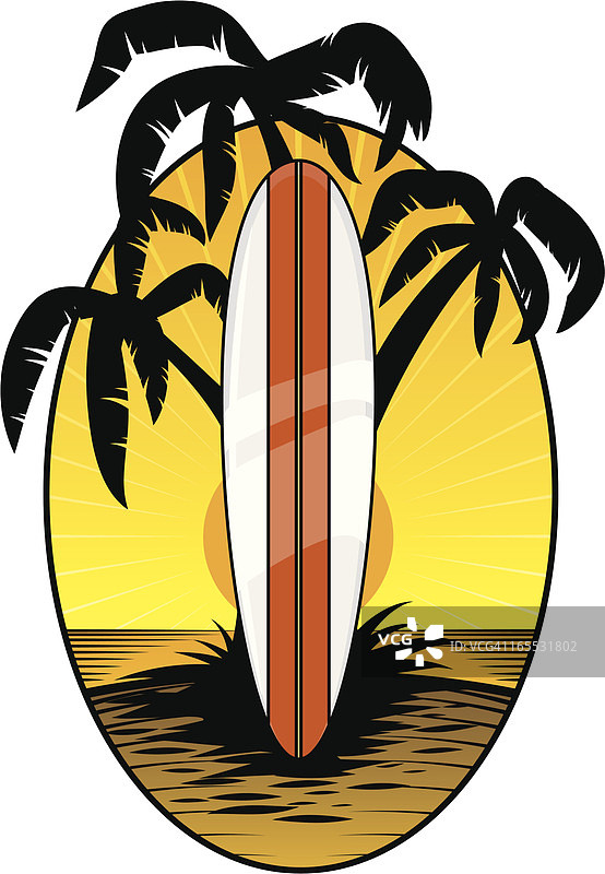 冲浪板日落图片素材