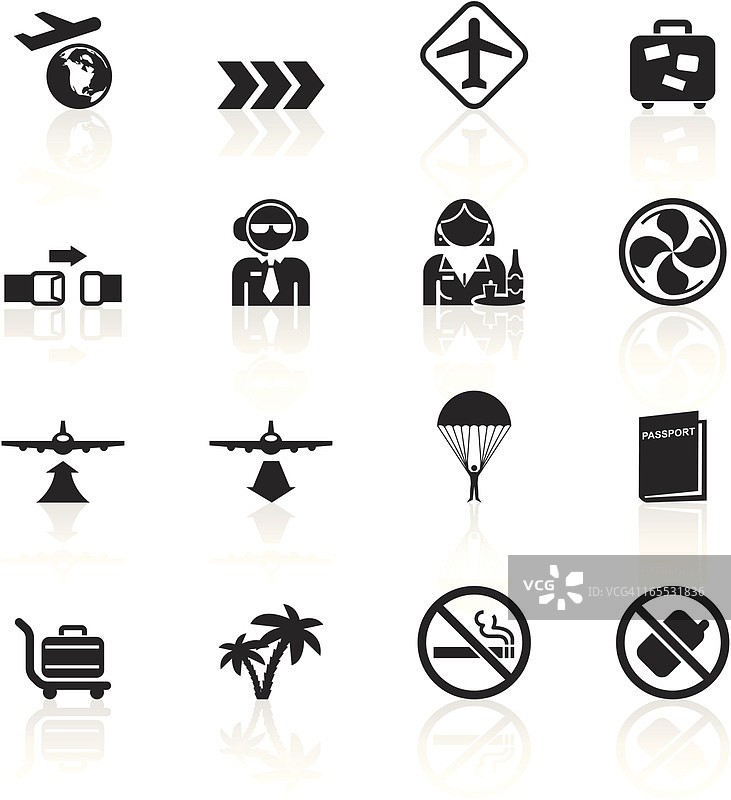黑色图标 - 飞机旅行图片素材