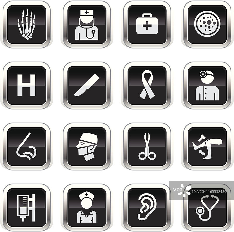 超光泽黑色图标 - 医院图片素材