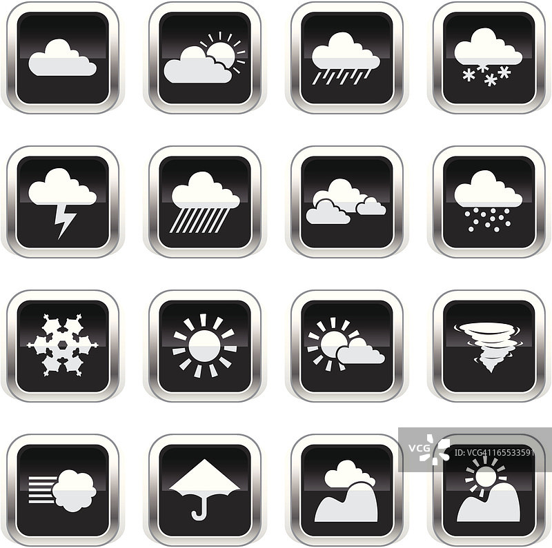 超光泽黑色图标-天气图片素材
