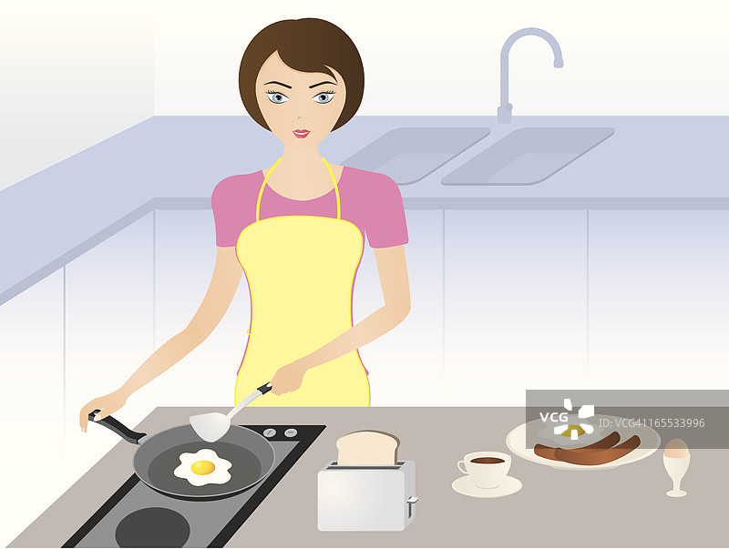 烹饪中的女孩图片素材