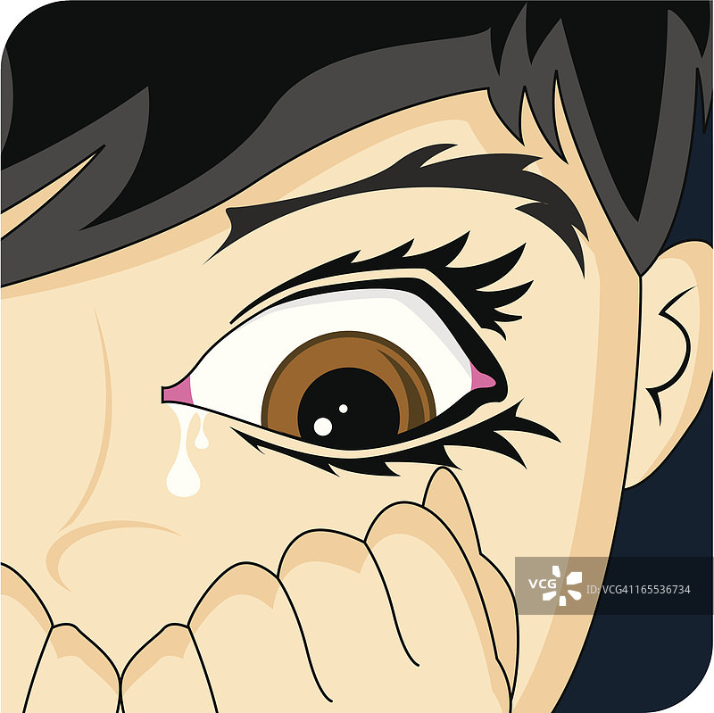 用手遮脸的害怕男孩图片素材