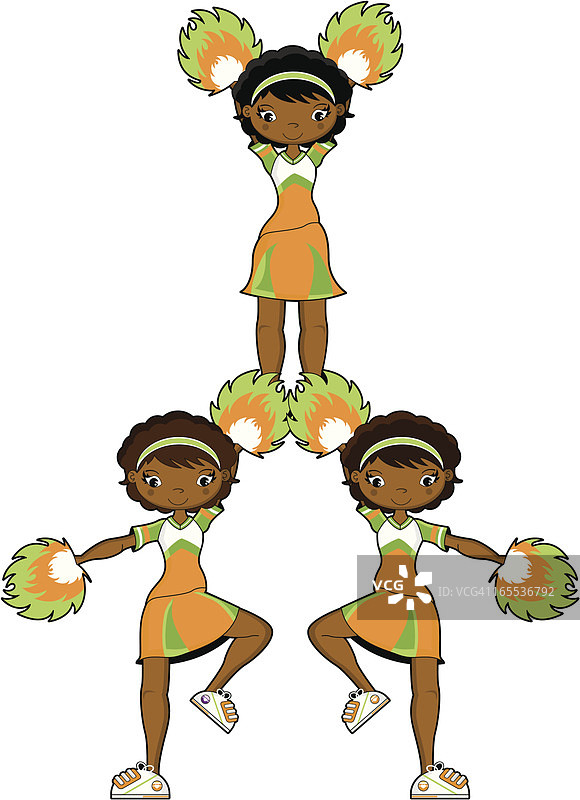 金字塔队形的黑人啦啦队图片素材