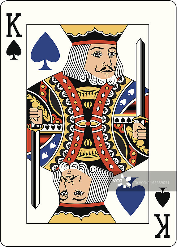 黑桃K蓝色扑克牌图片素材