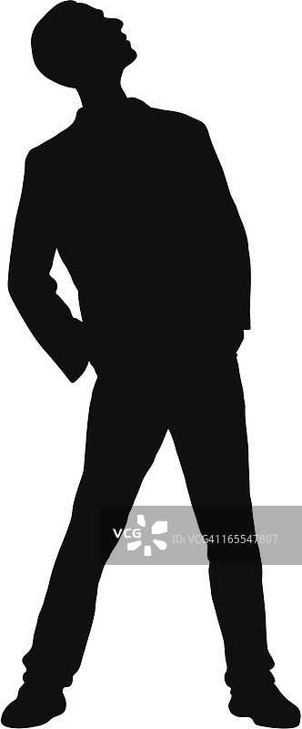 男人向上看图片素材