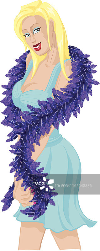 戴羽毛围脖的女孩图片素材