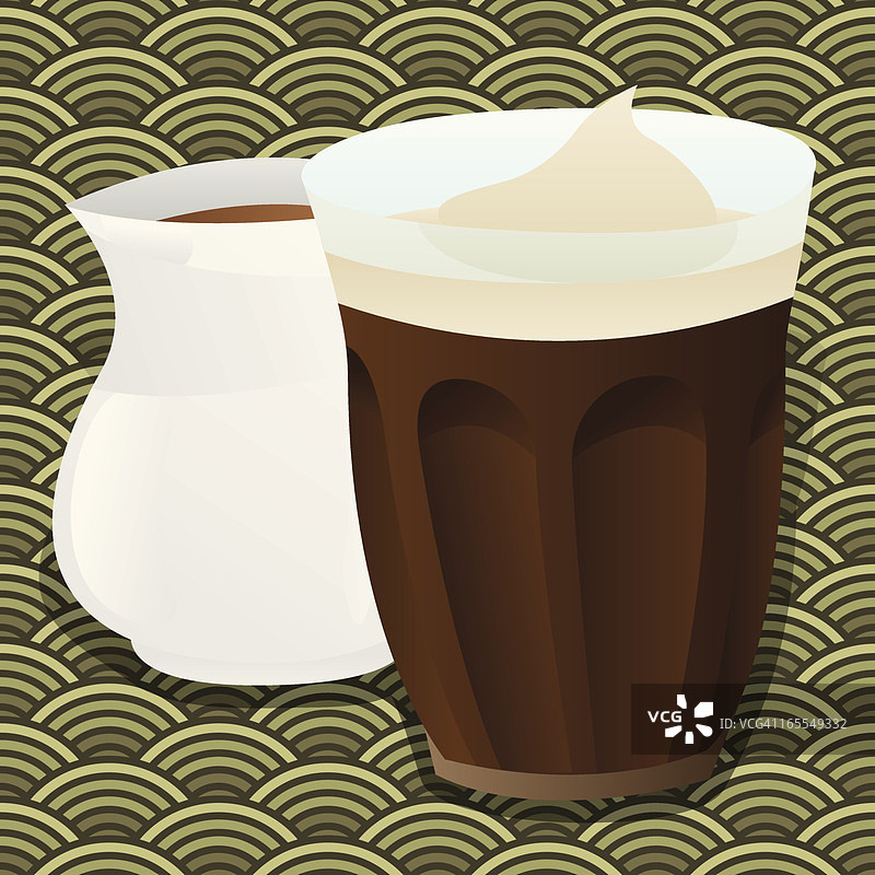 玛奇朵咖啡和水罐，复古背景图片素材