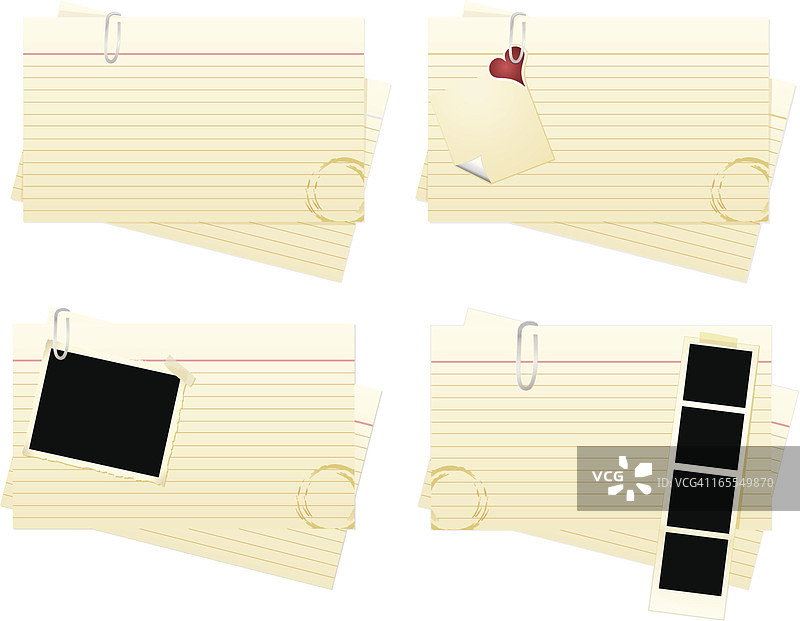 索引卡片四件套图片素材