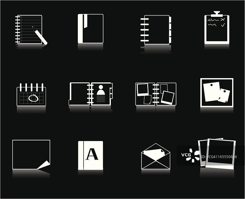 互联网图标系列2 - 文件，黑底白色图片素材