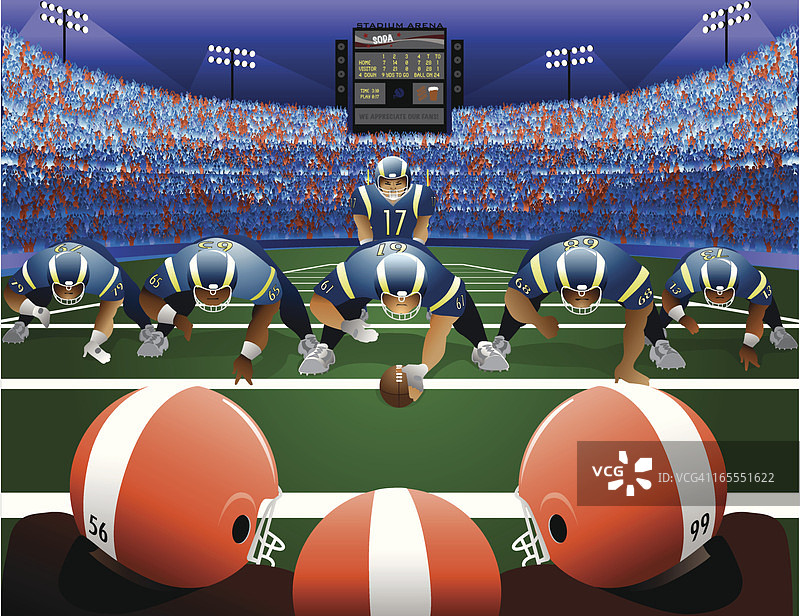 两支美式橄榄球队在体育场图片素材