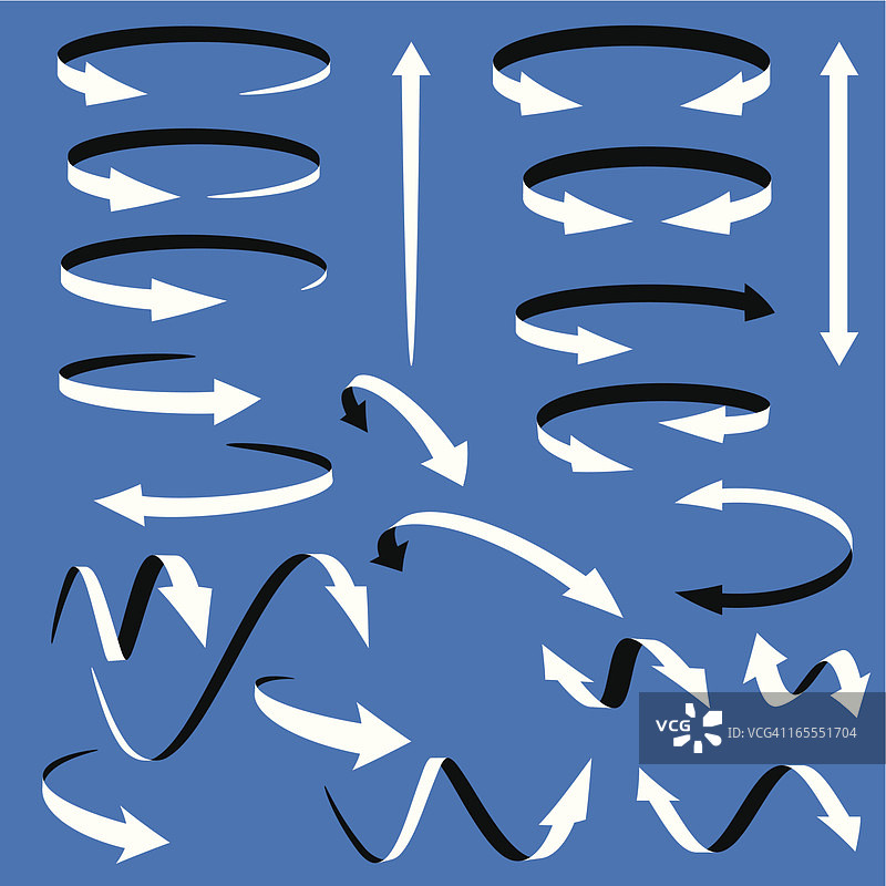 具有不同样式箭头的蓝色背景图片素材