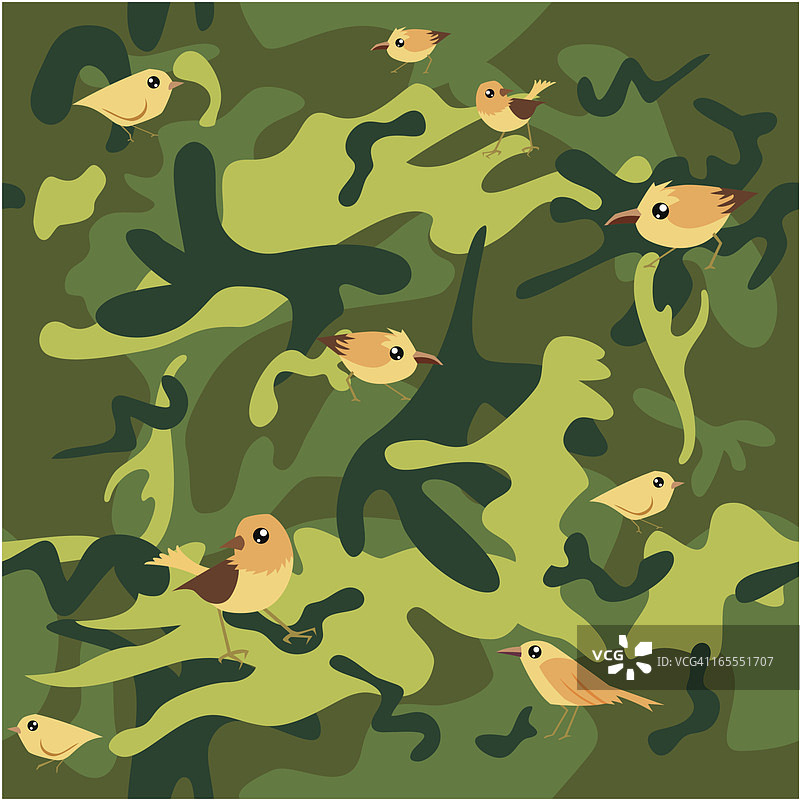 迷彩无缝鸟图案图片素材