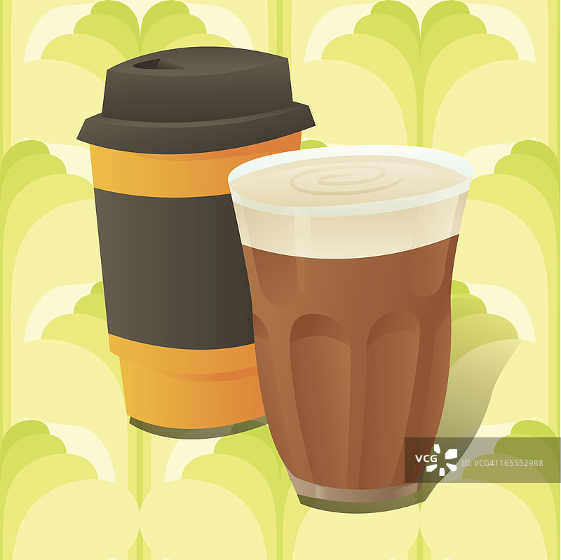 咖啡拿铁与杯子图片素材