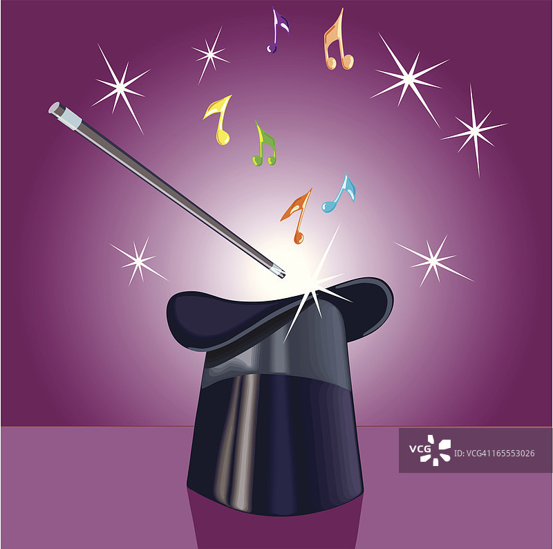 带有音符的魔术帽图片素材