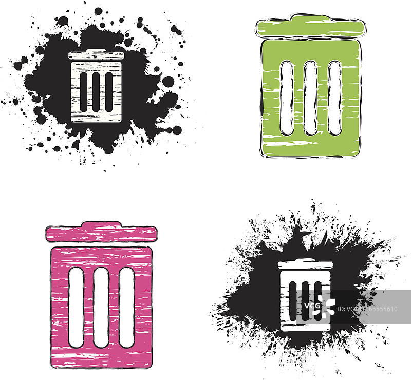 复古风格铅笔图标 - 回收站图片素材