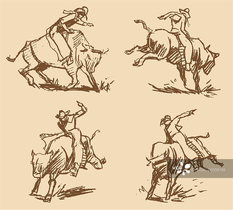 骑野牛的牛仔竞技表演者图片素材