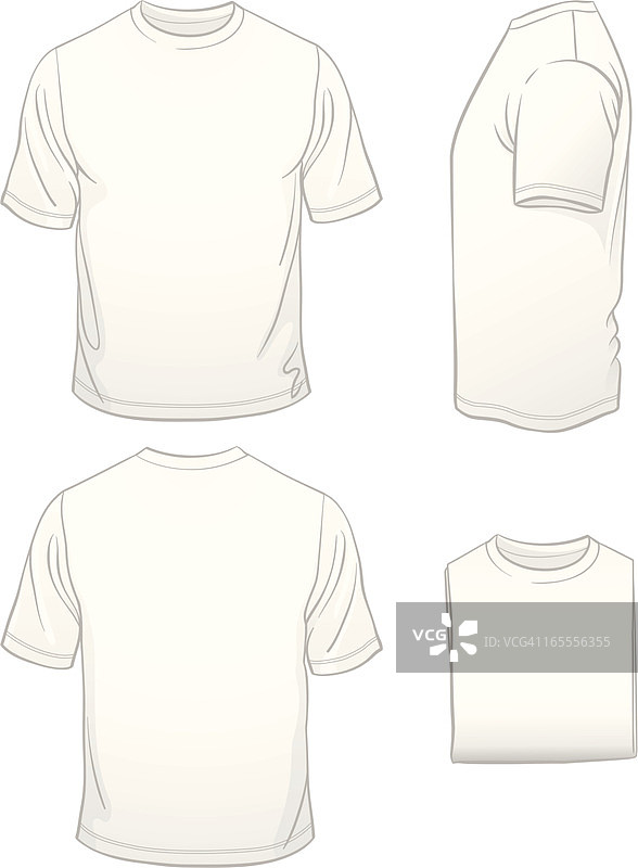 男士空白白色T恤四面展示图片素材