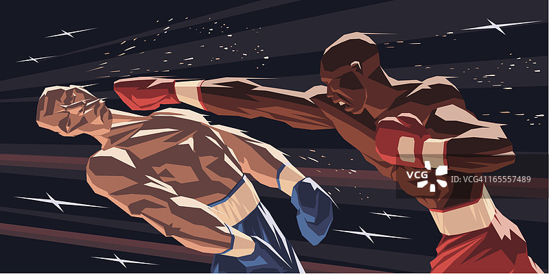 拳击手击倒图片素材