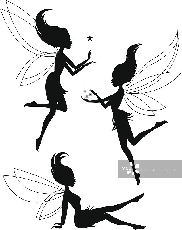 三个仙女剪影图片素材