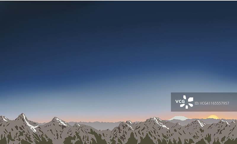 黎明时分的锯齿山脉图片素材