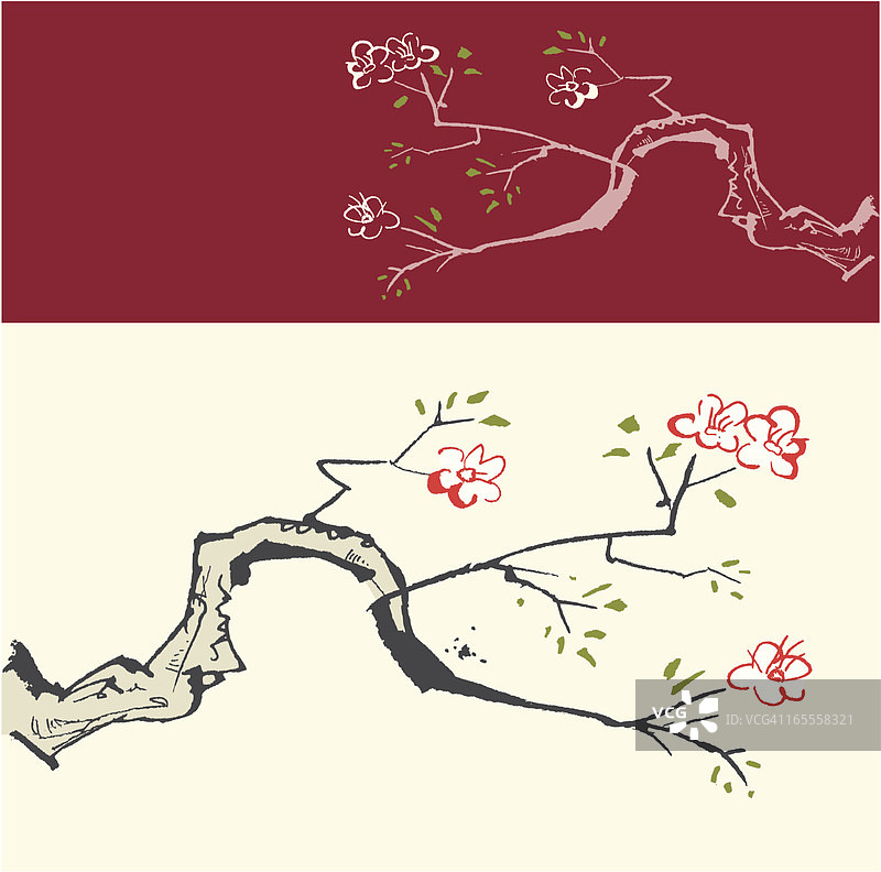 东方风格绘画矢量插画图片素材