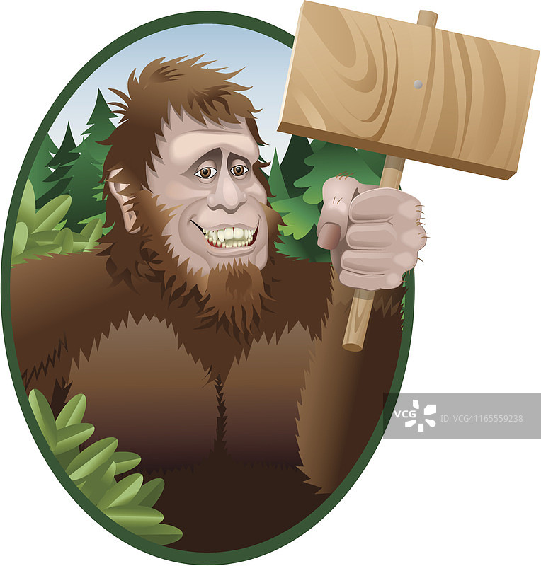 带标牌的野人图片素材