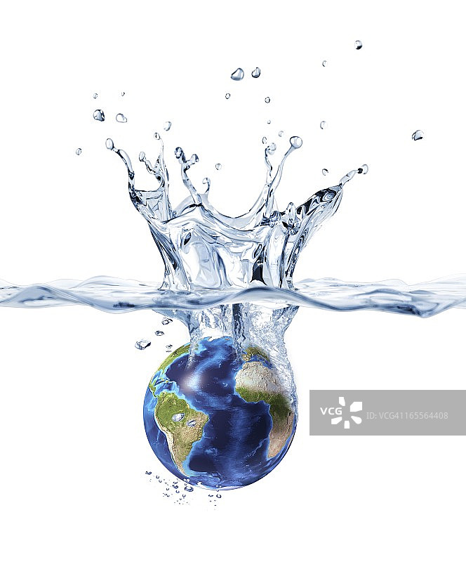 被淹没的地球概念艺术图片素材