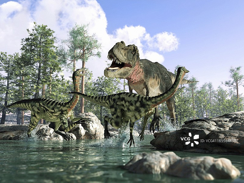 霸王龙捕猎艺术图图片素材