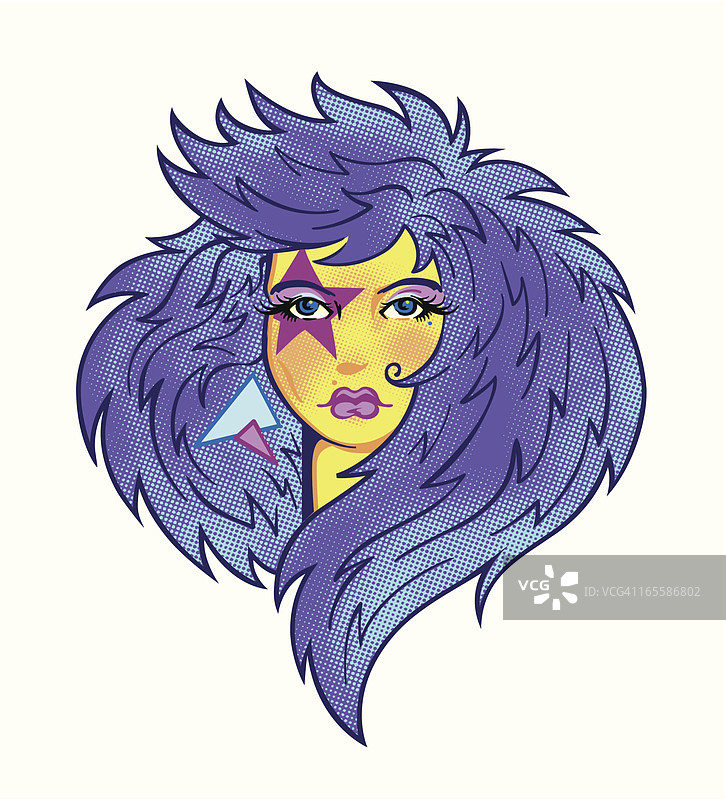 80年代复古舞台妆女孩图片素材