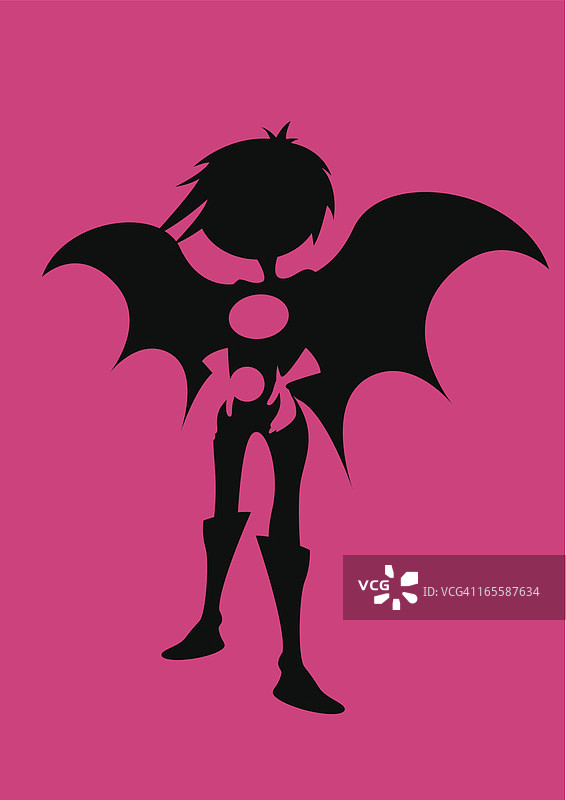 带翅膀的青少年超级英雄剪影图片素材