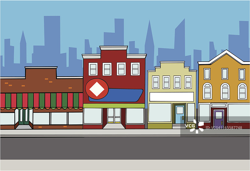 城市背景中的零售店面图片素材