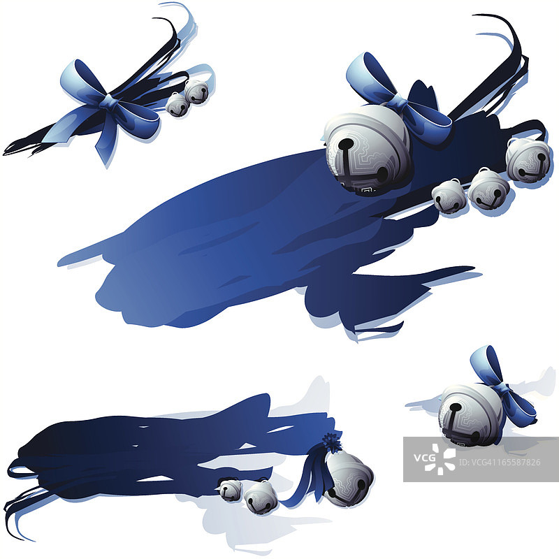 复古圣诞雪橇铃铛蓝色banner图片素材