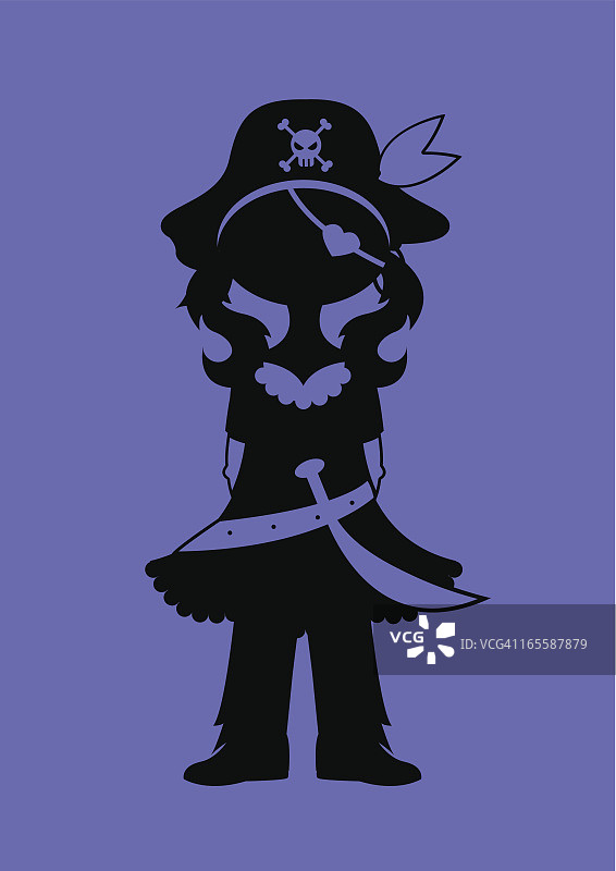 海盗女孩轮廓图片素材