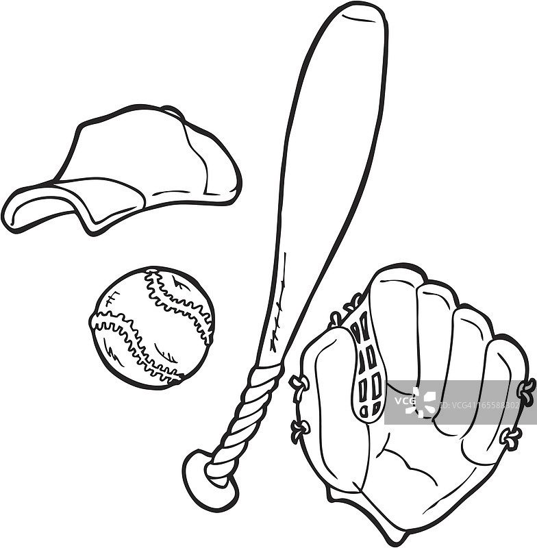 棒球用品线条艺术图片素材