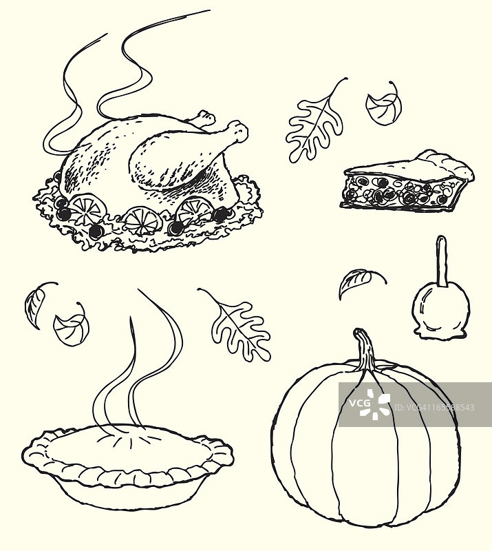 感恩节图标速写风格图片素材