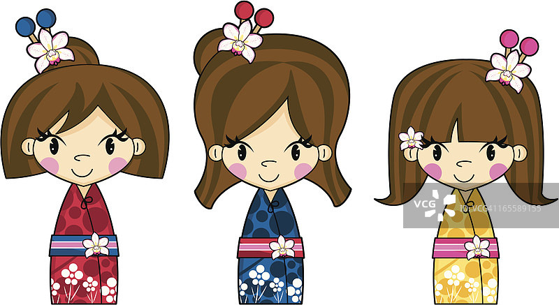 可爱的艺伎女孩图片素材