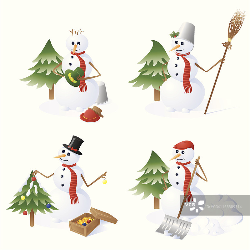 雪人正在为圣诞节做准备图片素材