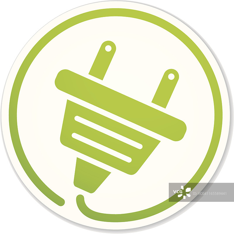 绿色能源插头圆形贴纸图片素材