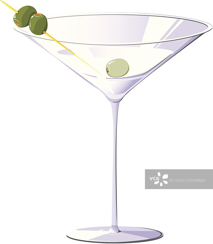 盛有橄榄的优雅马提尼酒杯图片素材