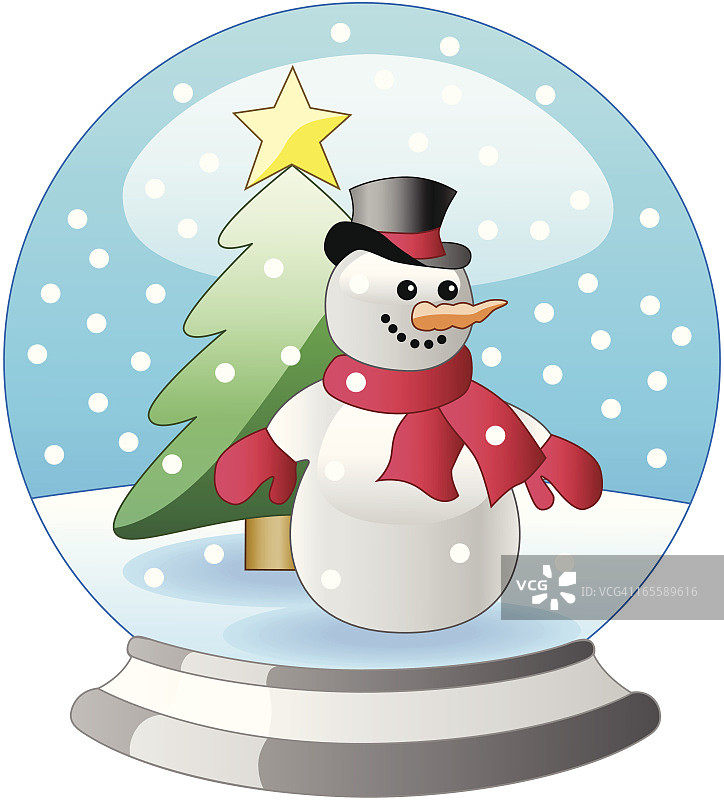 里面有雪花的球形玻璃器图片素材