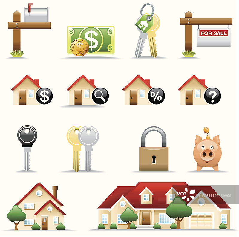 房屋图标集图片素材