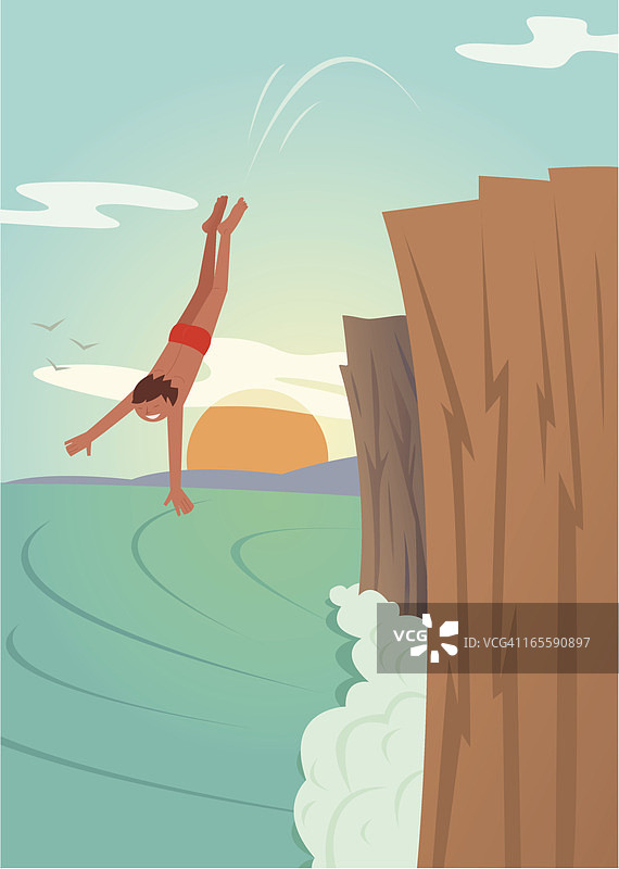 悬崖跳水图片素材