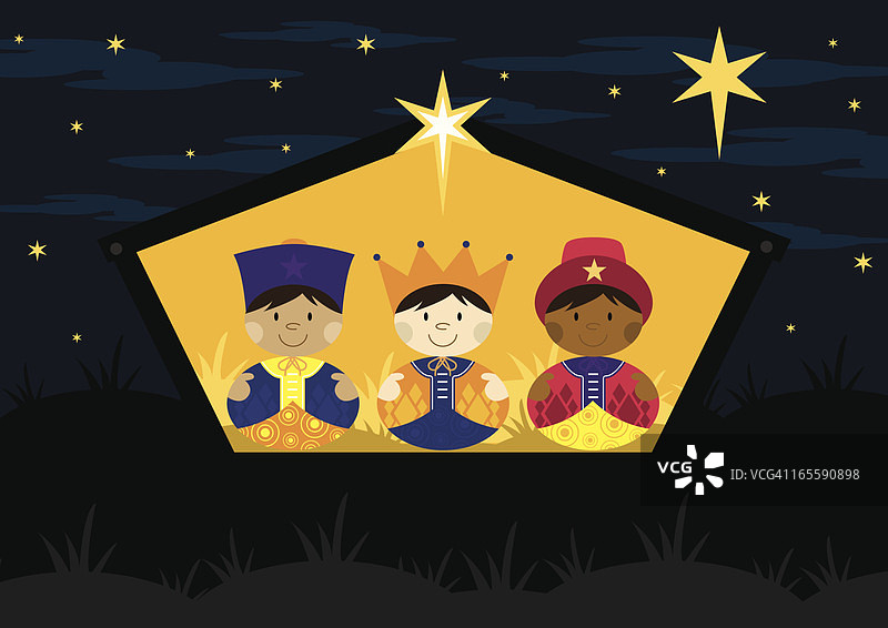 耶稣诞生棚里的三位国王图片素材