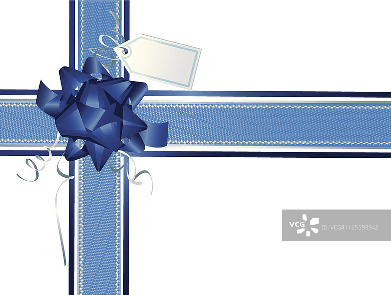 银蓝色丝带和包装横向垂直-圣诞节图片素材