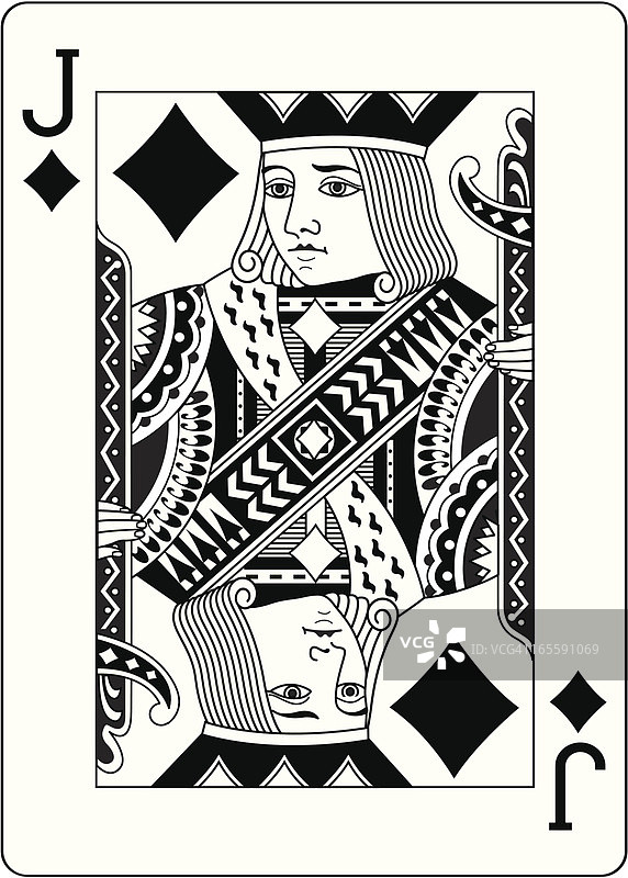 方块杰克和黑桃2扑克牌图片素材