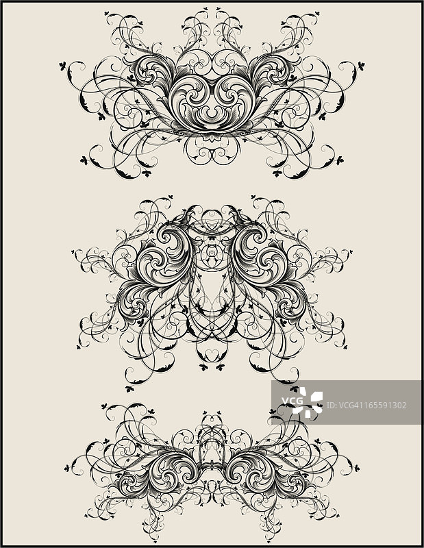 卷轴对称图案合集图片素材