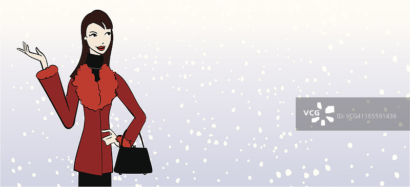 穿红色外套的女孩图片素材