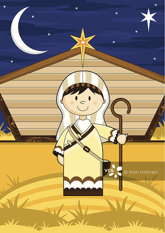 圣诞场景谷仓旁牧羊人图片素材