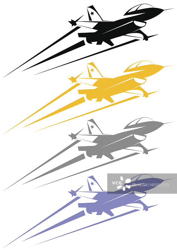 F-16战斗机线条艺术卡通画图片素材