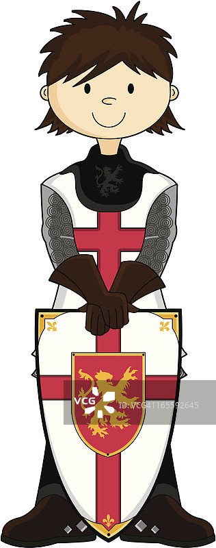 持盾的中世纪十字军骑士图片素材